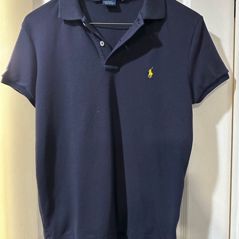 Polo by Ralph Lauren Women’s Slim Navy Blue Polo Shirt